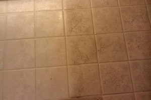 half of tile counter steam cleaned