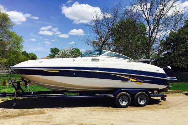 Speed boat on trailer after detail