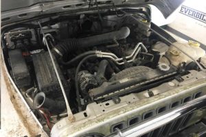 Jeep Wrangler engine dirty before detail