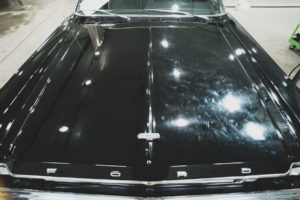 Ford Galaxie hood half paint corrected